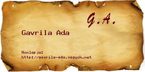 Gavrila Ada névjegykártya